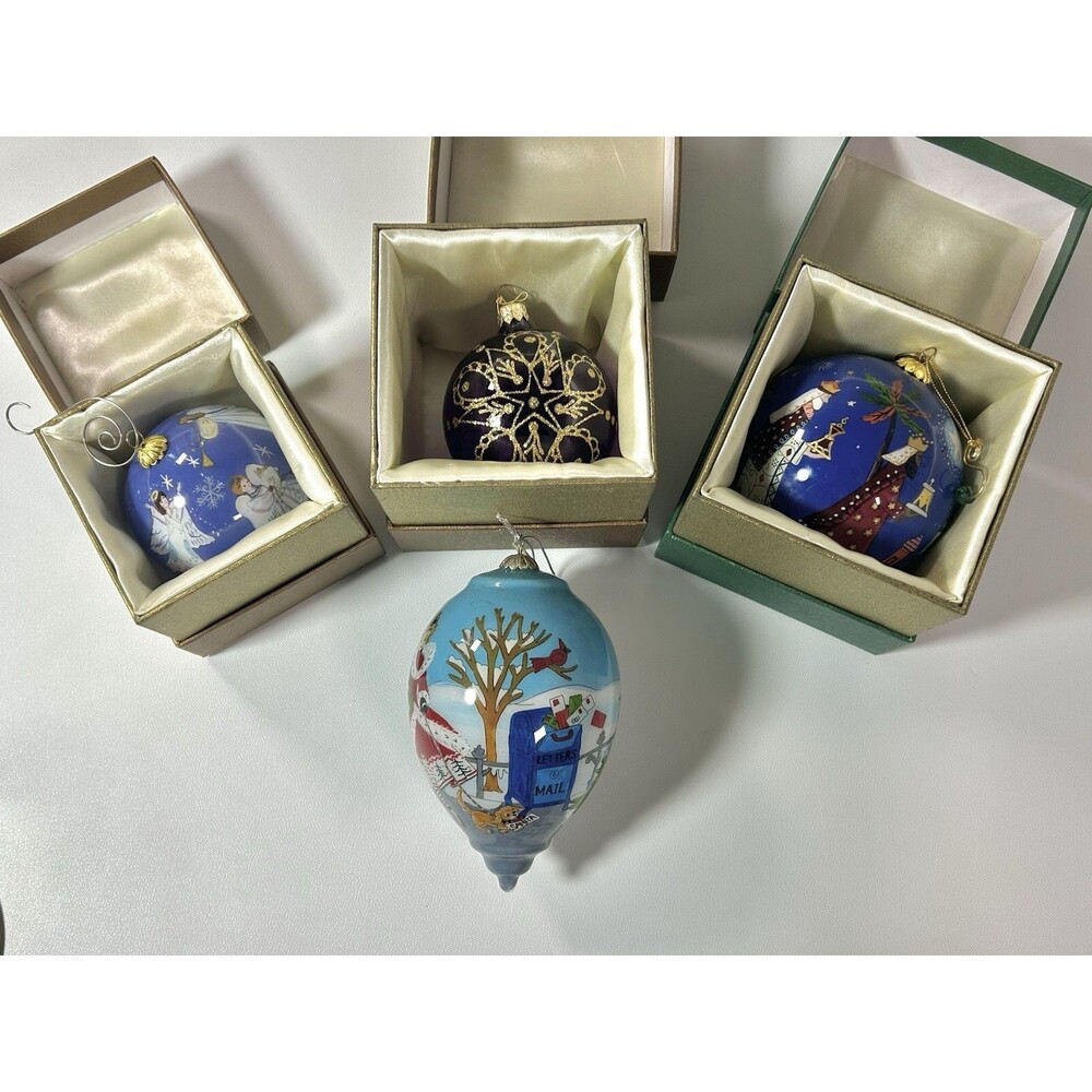 Lot, 4 Pier 1 Li Bien Christmas Ornaments Angels 3 Wisemen, Shopper Hand Painted